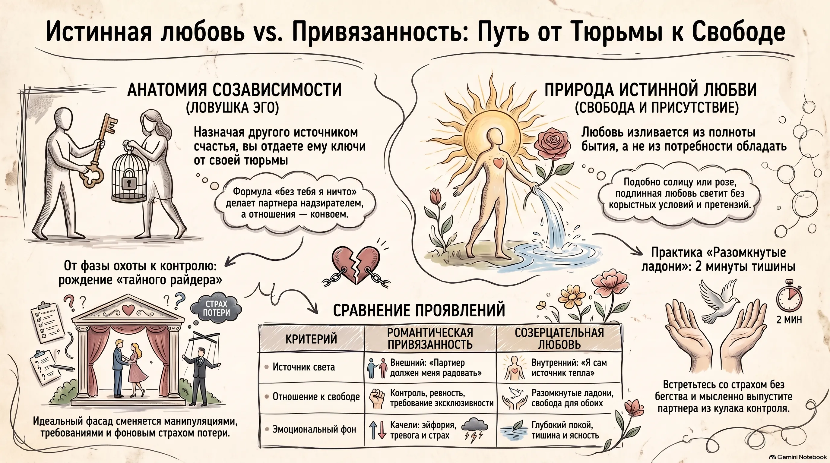 Инфографика: карта статьи — истинная любовь против привязанности