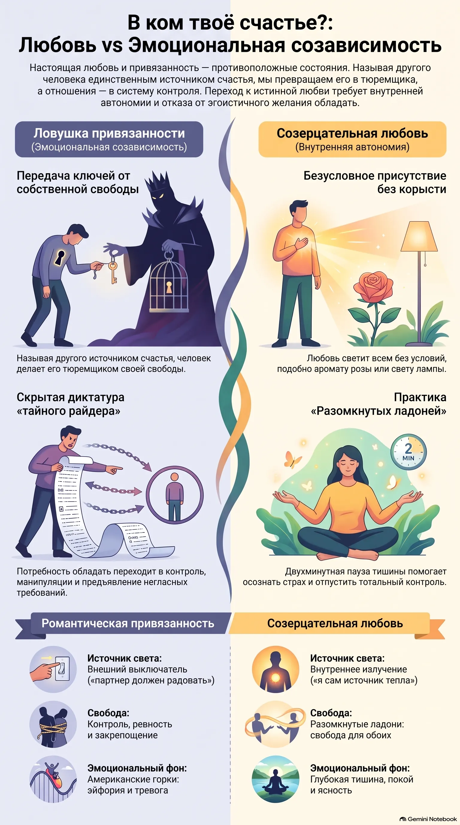 Инфографика: романтическая привязанность против созерцательной любви