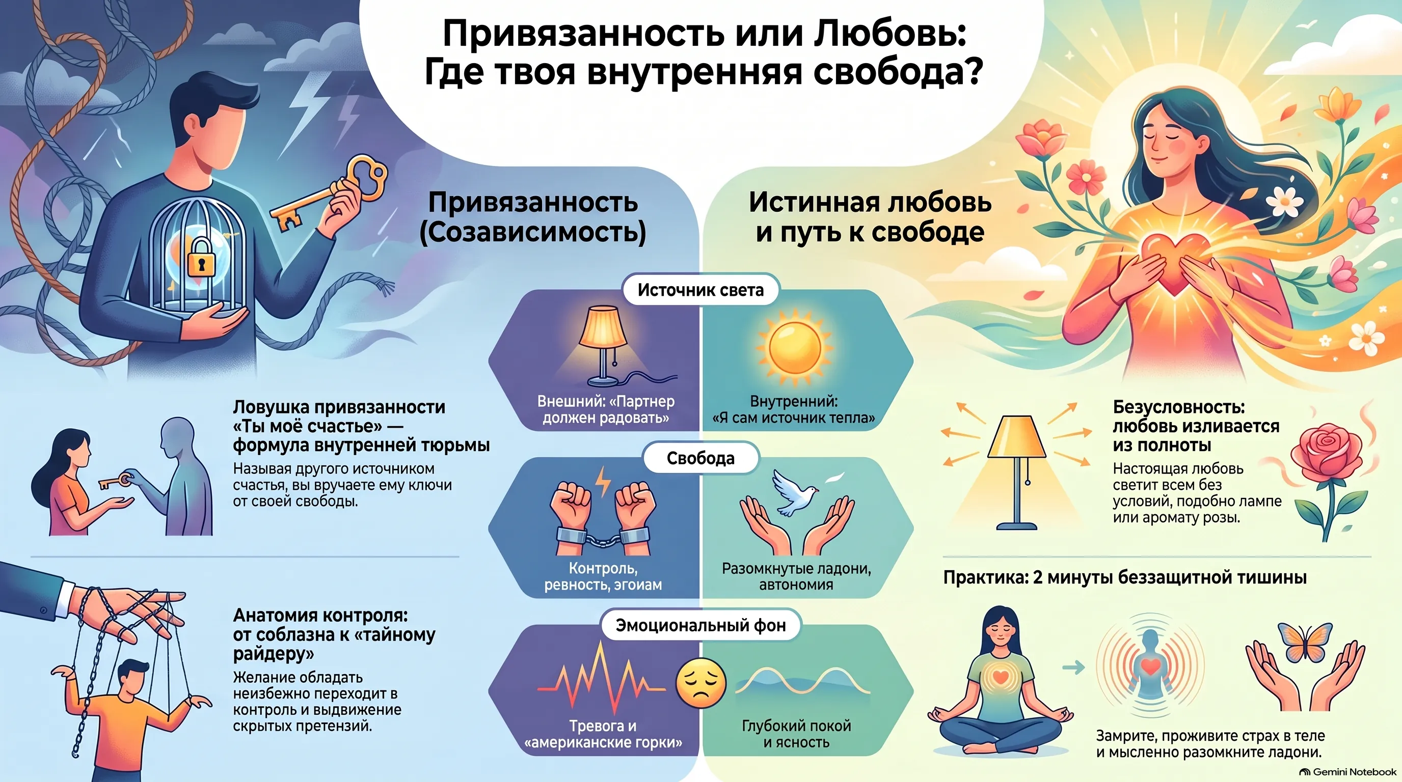 Инфографика: привязанность или любовь — где твоя внутренняя свобода